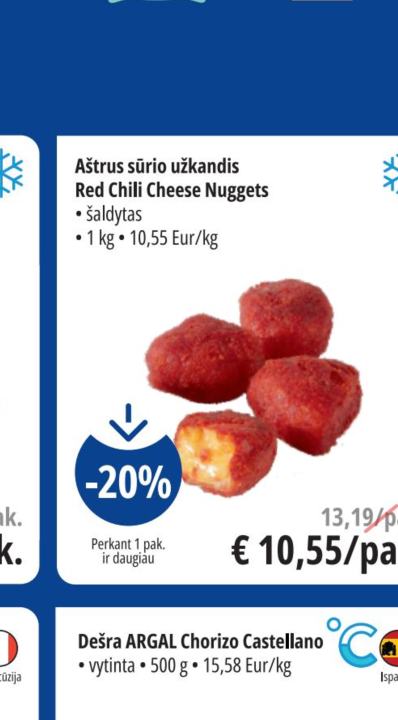 Aštrus sūrio užkandis Red Chili Cheese Nuggets, 1 kg