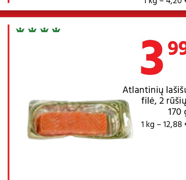 Atlantinių lašišų filė, 170 g
