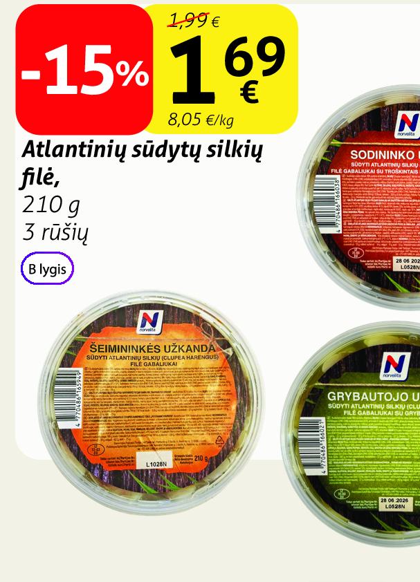 Atlantinių sūdytų silkių filė, 210 g