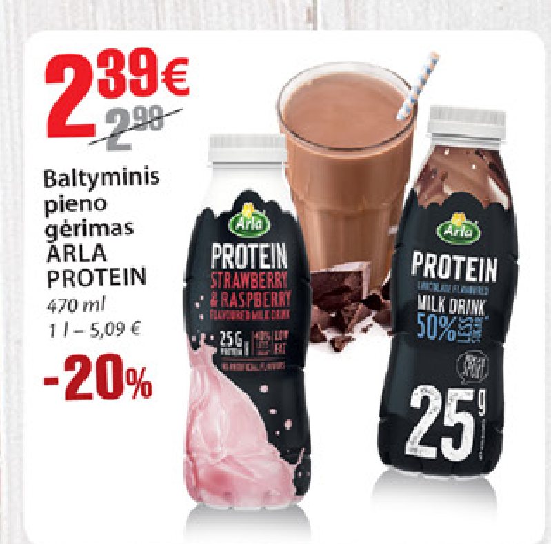 Baltyminis pieno gėrimas ARLA PROTEIN, 470 ml