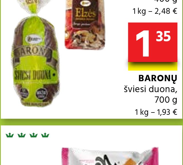 BARONŲ šviesi duona, 700 g