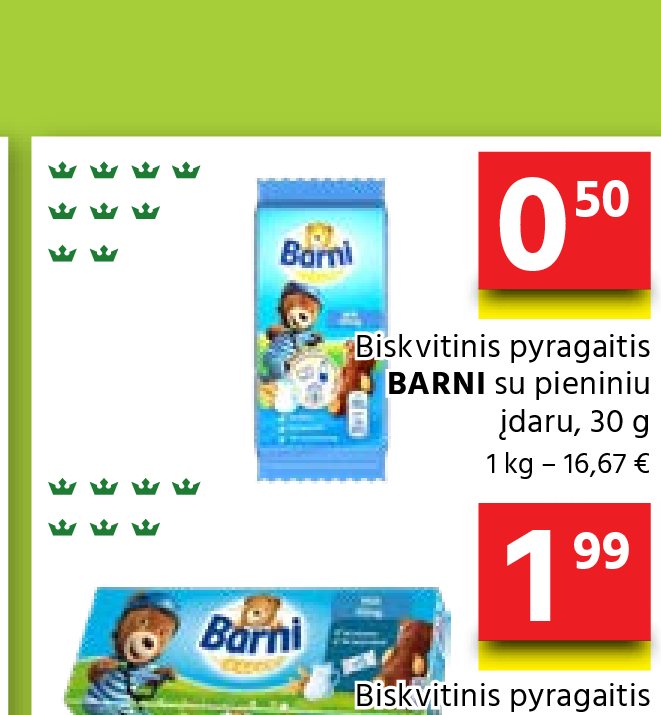 Biskvitinis pyragaitis BARNI su pieniniu įdaru, 30 g