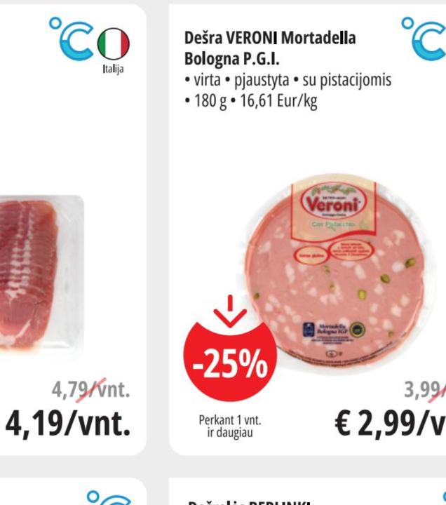 Dešra VERONI Mortadella Bologna P.G.I., 180 g