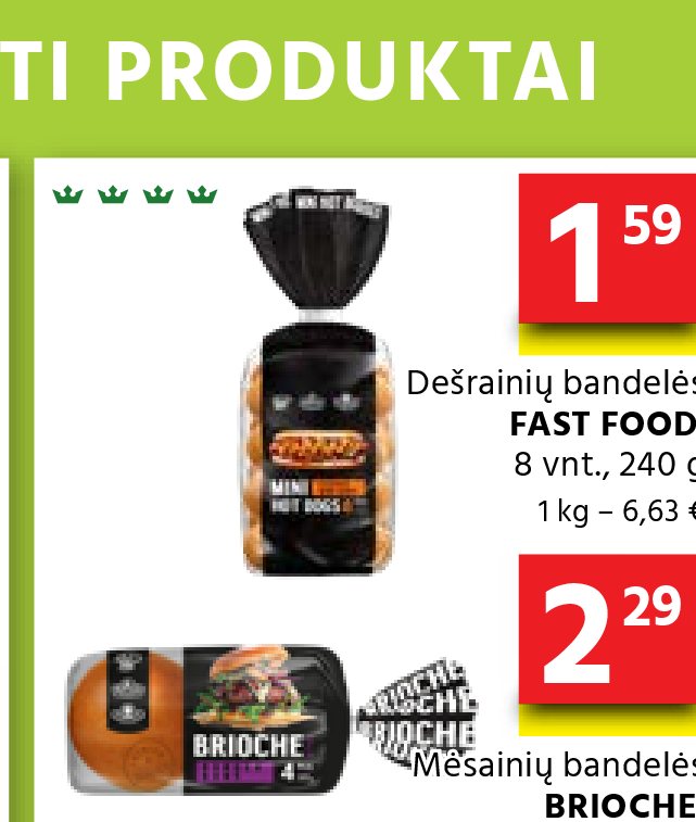 Dešrainių bandelės FAST FOOD, 8 vnt
