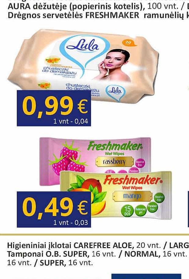 Drėgnos servetėlės makiažui LULA, 25 vnt