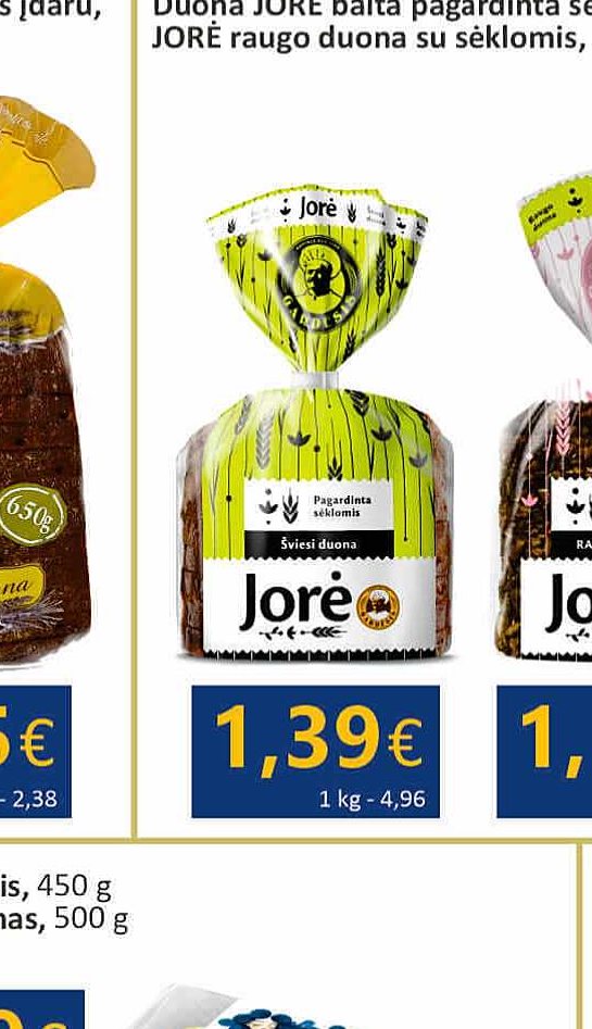 Duona JORĖ balta pagardinta sėklomis, 280 g