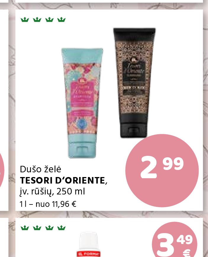 Dušo želė TESORI D'ORIENTE, įv. rūšių, 250 ml