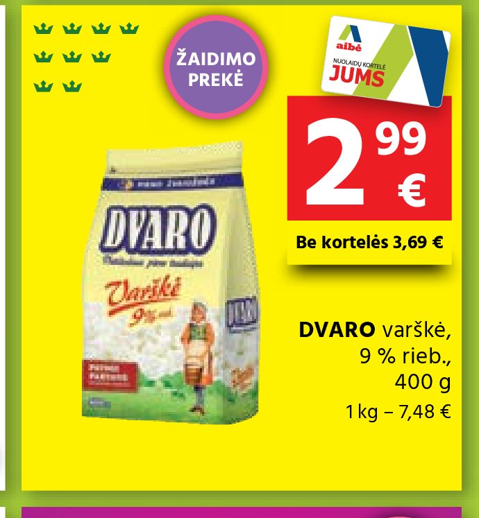 DVARO varškė, 400 g