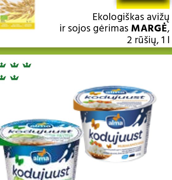 Ekologiškas avižų ir sojos gėrimas MARGĖ, 1 l