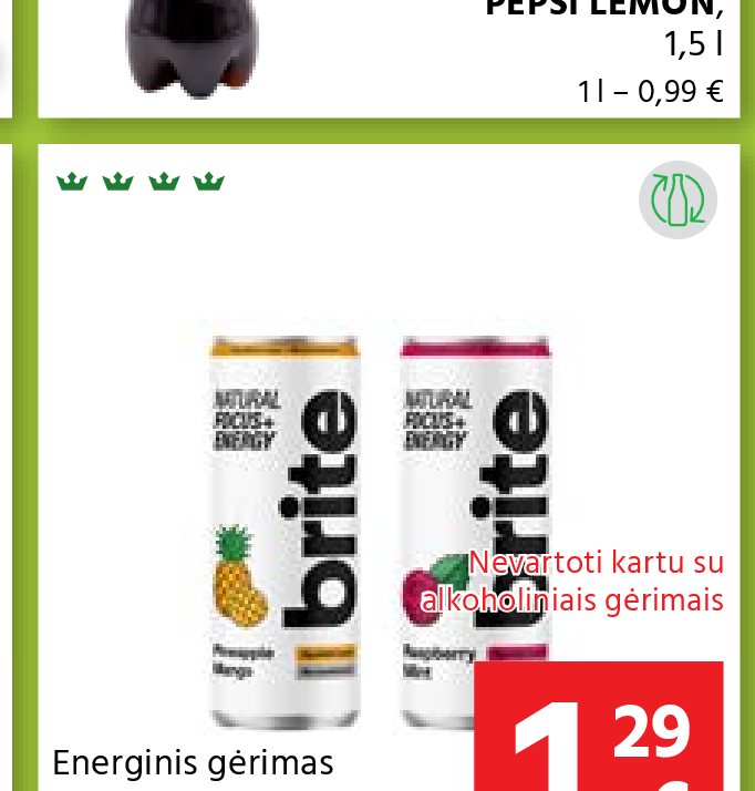 Energinis gėrimas BRITE, 0.33 l