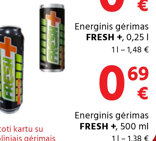 Energinis gėrimas FRESH +, 500 ml