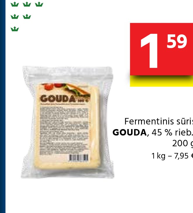 Fermentinis sūris GOUDA, 200 g