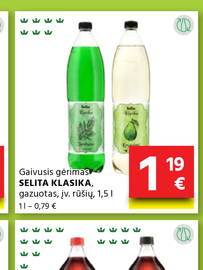 Gaivusis gėrimas SELITA KLASIKA, 1.5 l