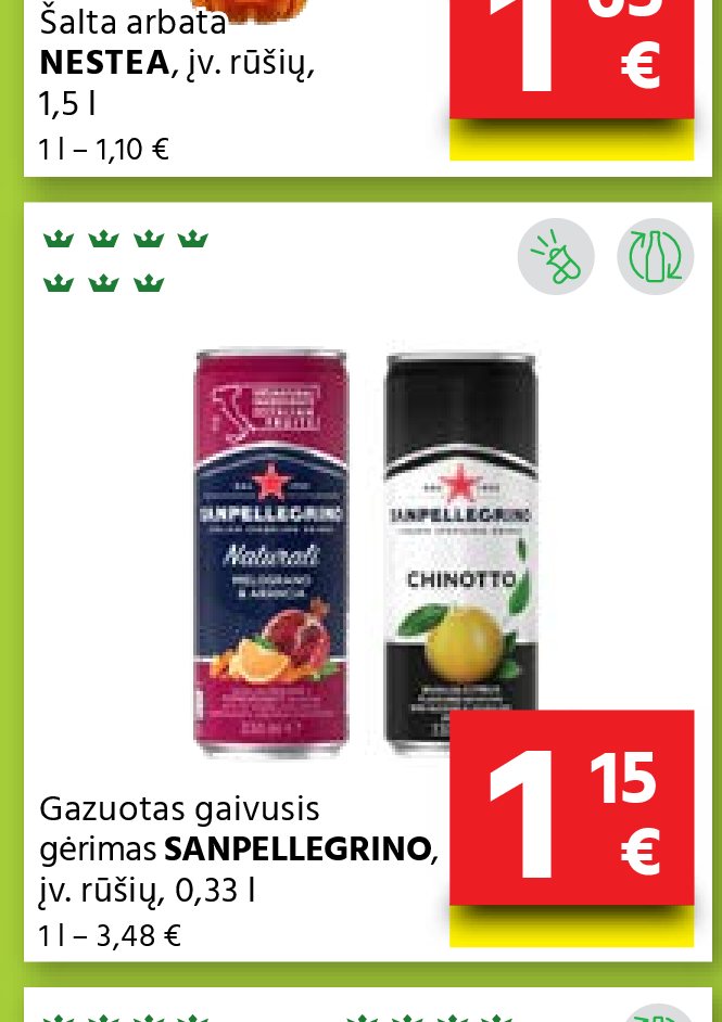 Gazuotas gaivusis gėrimas SANPELLEGRINO, 0.33 l