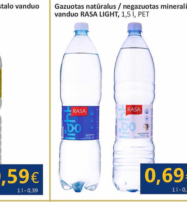 Gazuotas natūralus / negazuotas mineralinis vanduo RASA LIGHT, 1.5 l