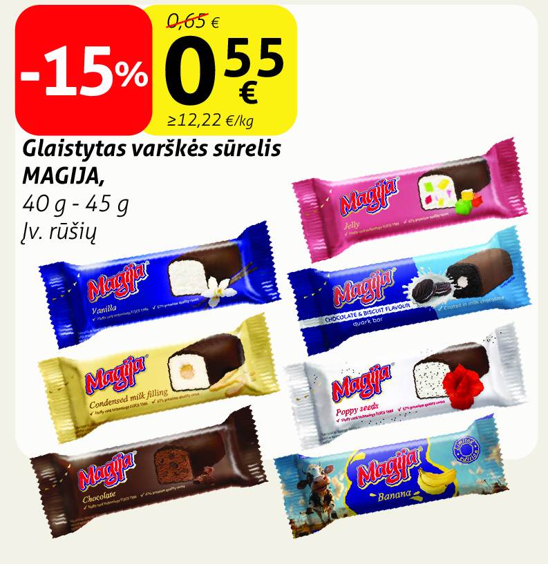 Glaistytas varškės sūrelis MAGIJA, 40 g - 45 g