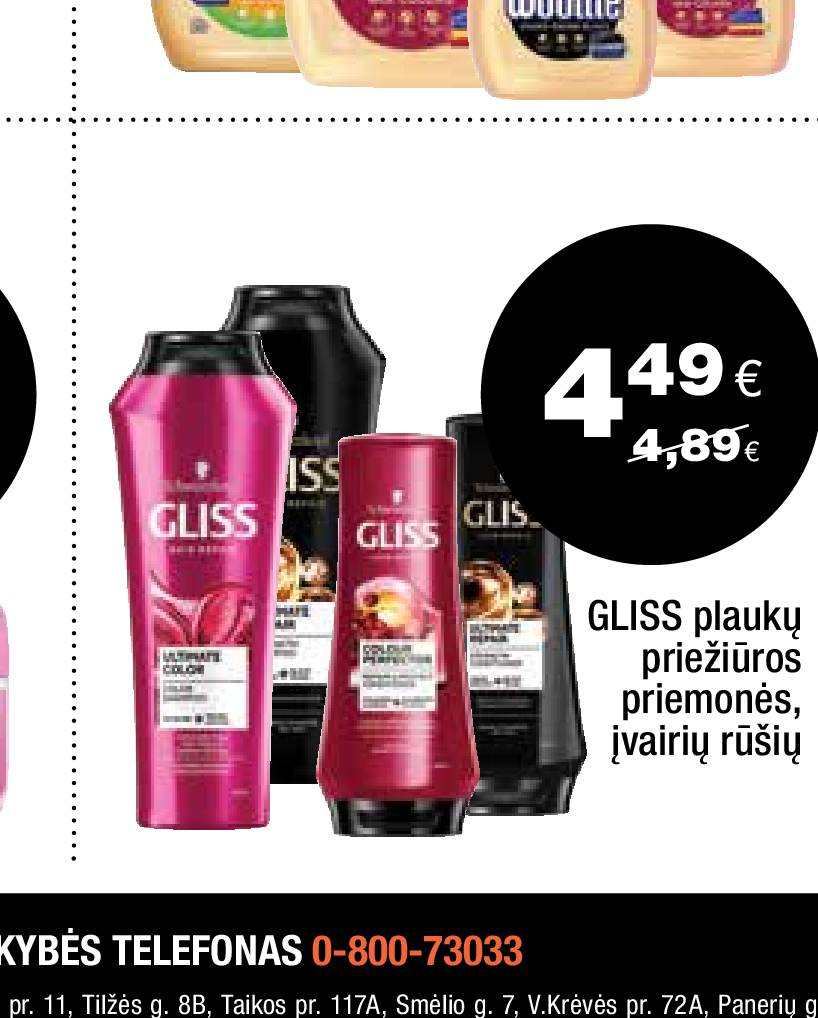 GLISS plaukų priežiūros priemonės