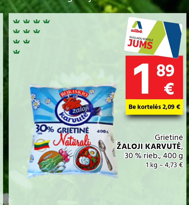 Grietinė ŽALOJI KARVUTĖ, 400 g