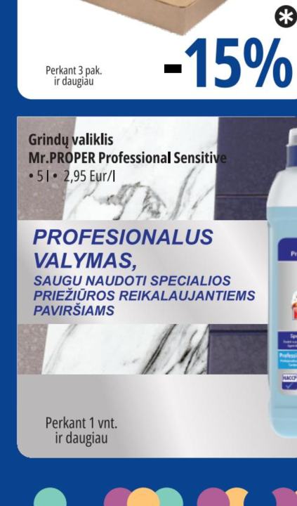 Grindų valiklis Mr.PROPER Professional Sensitive, 5 l