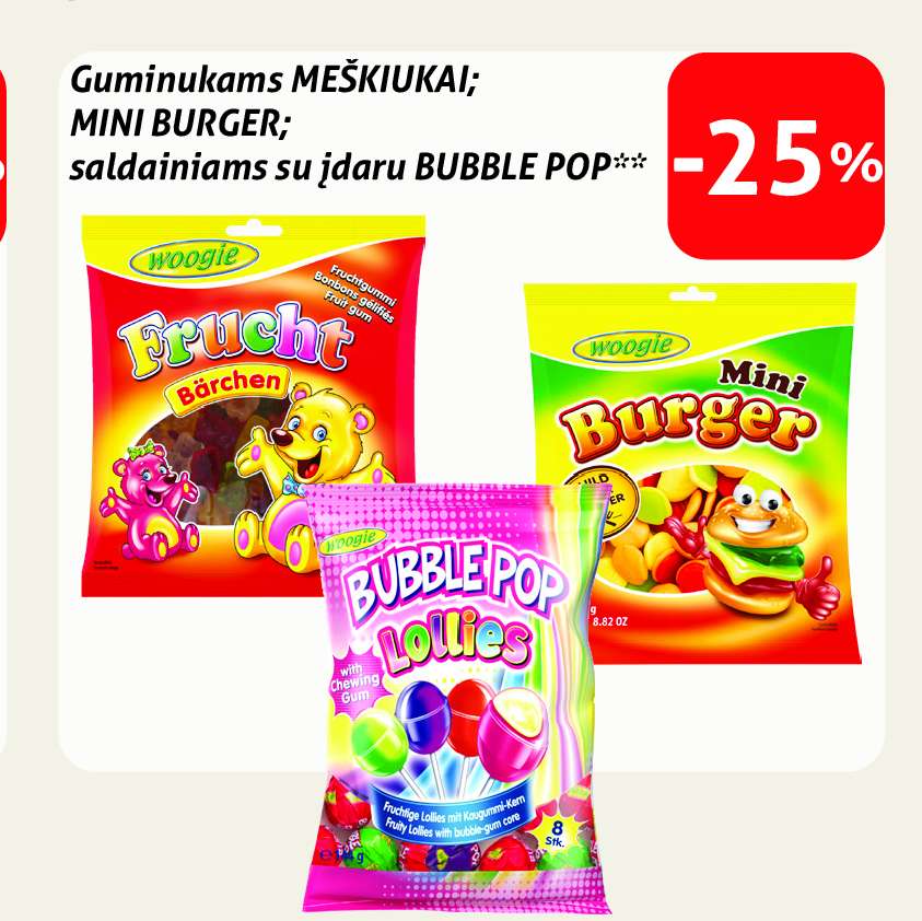 Guminukams MEŠKIUKAI; saldainiams su įdaru BUBBLE POP