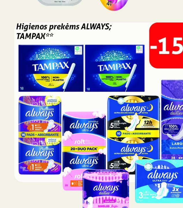 Higienos prekėms ALWAYS; TAMPAX