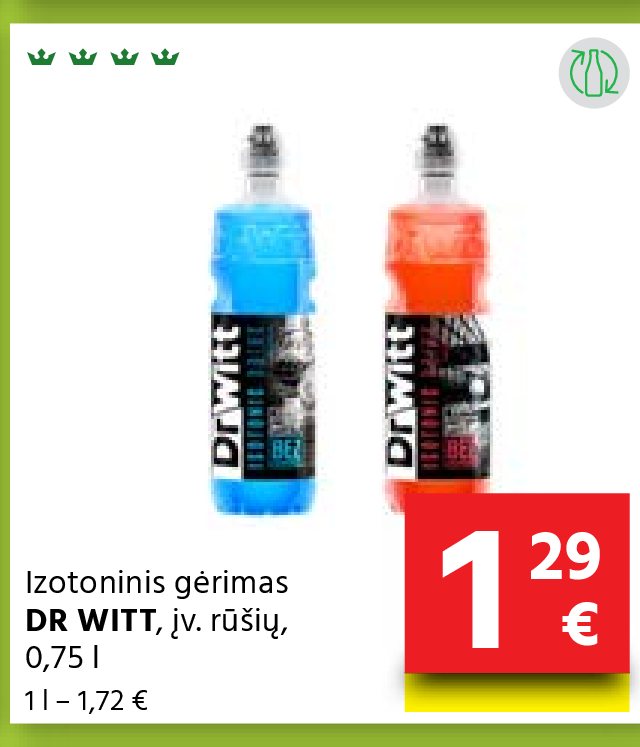 Izotoninis gėrimas DR WITT, 0.75 l