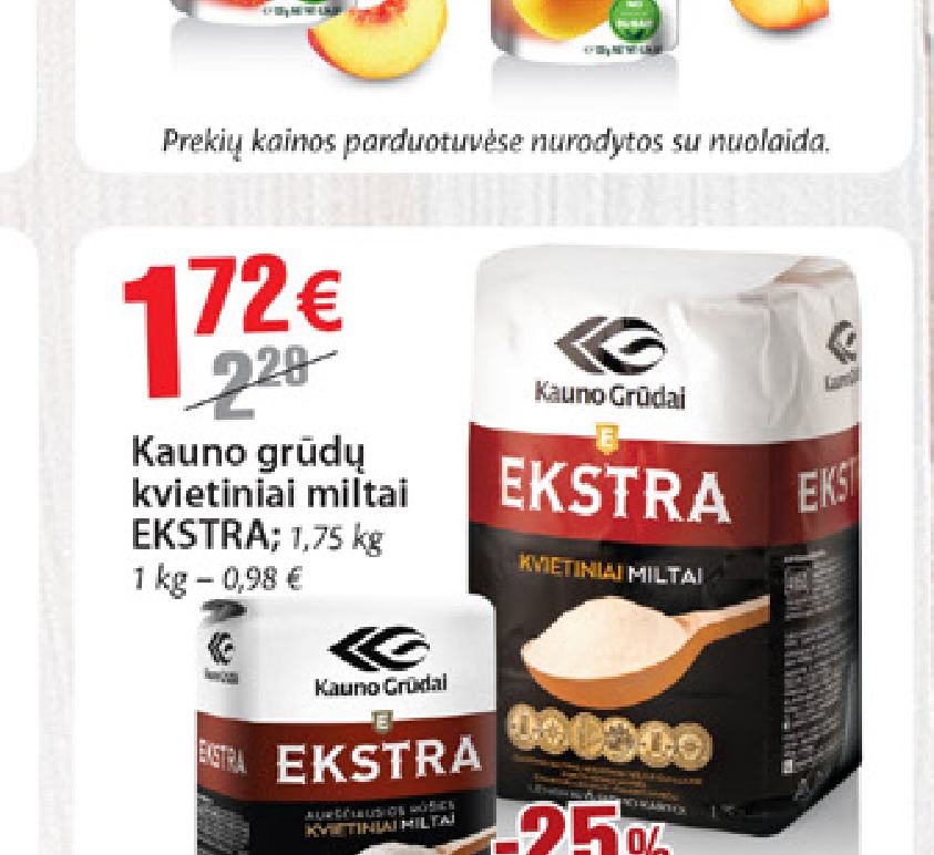 Kauno grūdų kvietiniai miltai EKSTRA, 1.75 kg