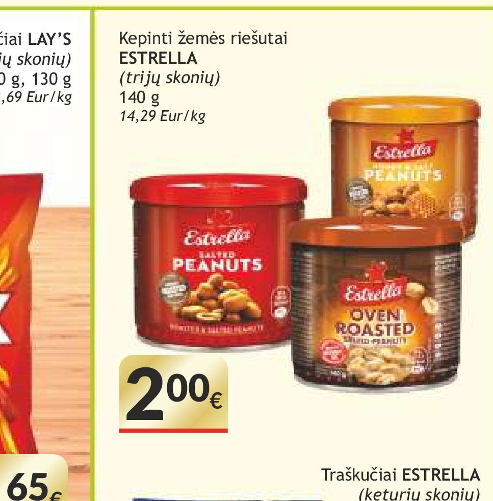 Kepinti žemės riešutai ESTRELLA, 140 g