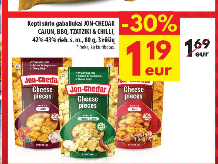 Kepti sūrio gabaliukai JON-CHEDAR, 80 g