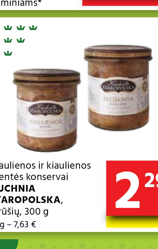 Kiaulienos ir kiaulienos mentės konservai KUCHNIA STAROPOLSKA, 300 g