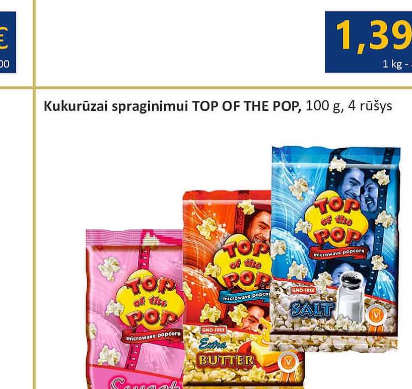 Kukurūzai spraginimui TOP OF THE POP, 100 g