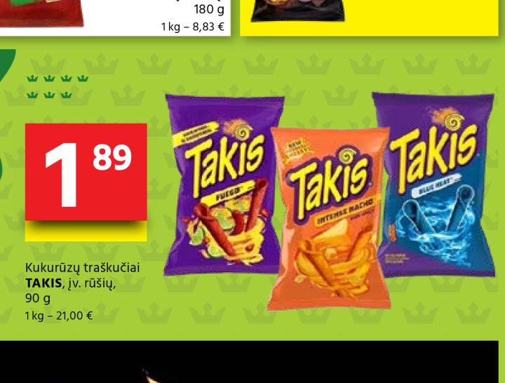 Kukurūzų traškučiai TAKIS, 90 g