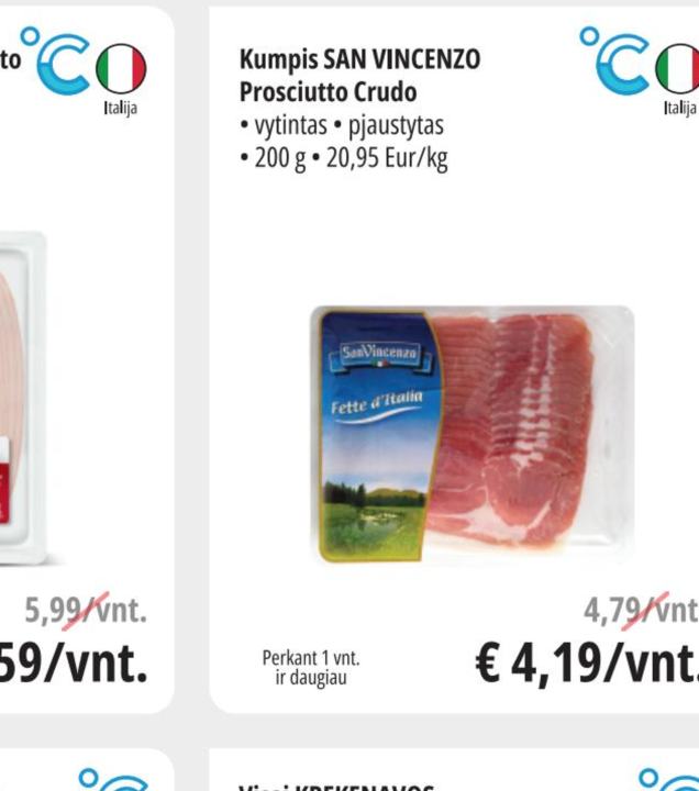 Kumpis SAN VINCENZO Prosciutto Crudo, 200 g
