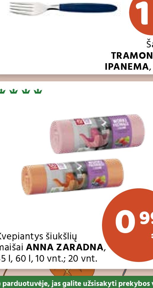 Kvepiantys šiukšlių maišai ANNA ZARADNA, 35 l