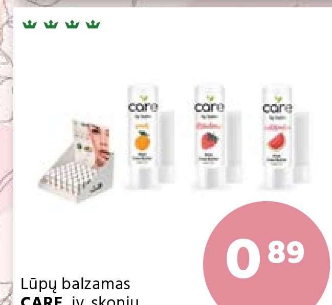 Lūpų balzamas CARE, įv. skonių, 1 vnt