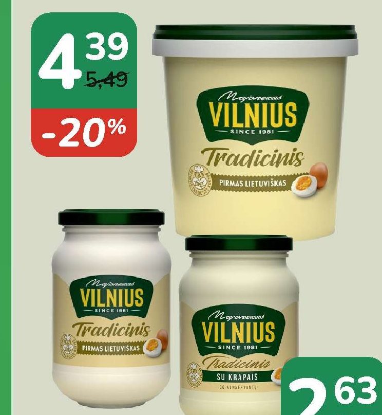 Majonezas VILNIUS, 450 ml-1 kg