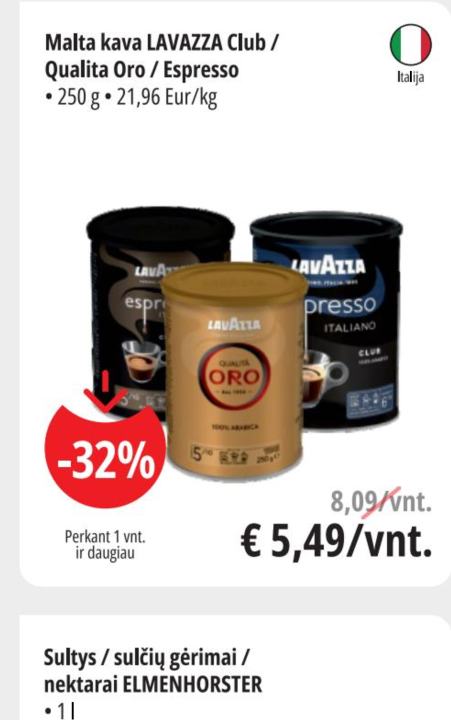 Malta kava LAVAZZA Club / Qualita Oro / Espresso, 250 g