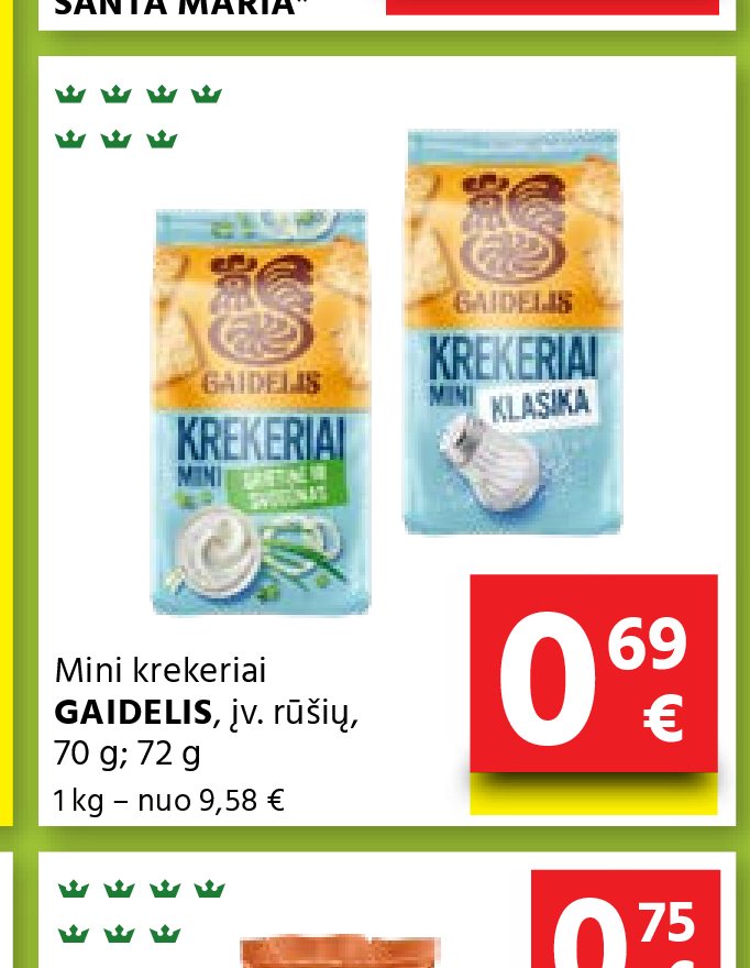 Mini krekeriai GAIDELIS, 70 g