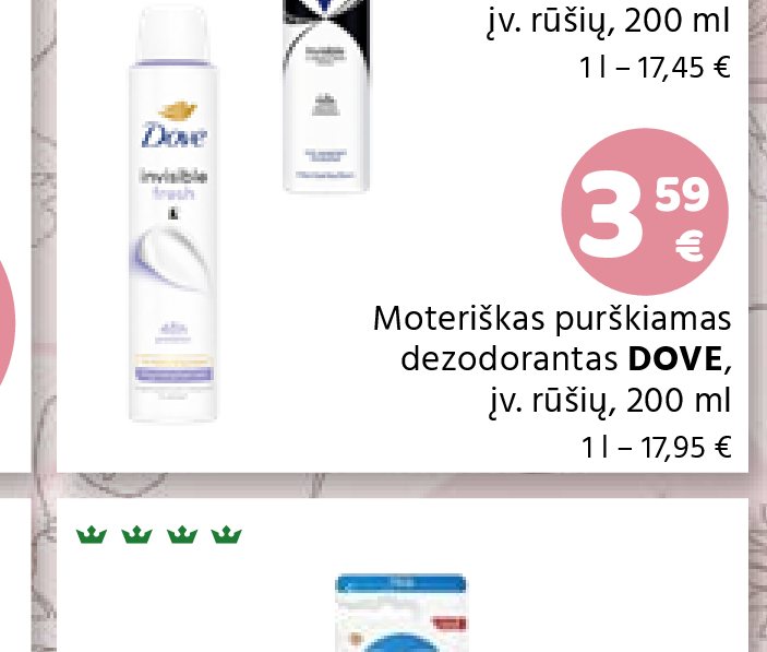 Moteriškas purškiamas dezodorantas DOVE, įv. rūšių, 200 ml