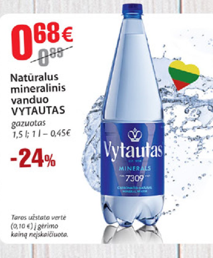 Natūralus mineralinis vanduo VYTAUTAS, 1.5 l