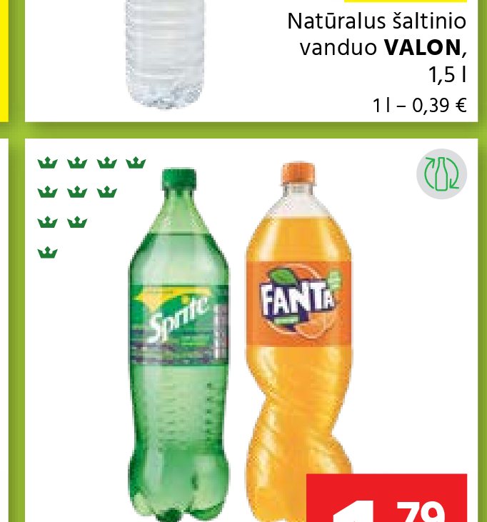 Natūralus šaltinio vanduo VALON, 1.5 l