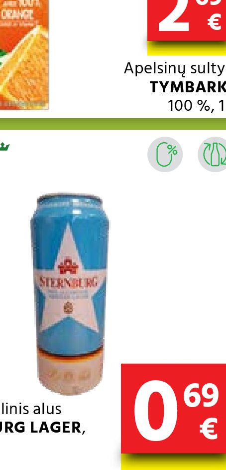 Nealkoholinis alus STERNBURG LAGER, 0.5 l