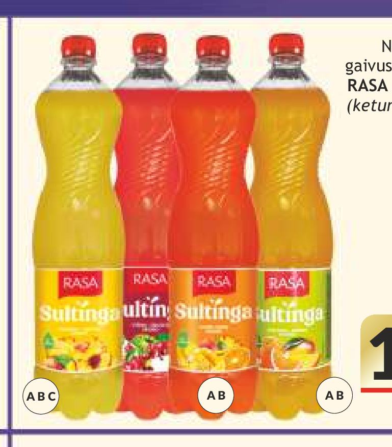 Negazuotas gaivusis gėrimas RASA SULTINGA, 1.5 l