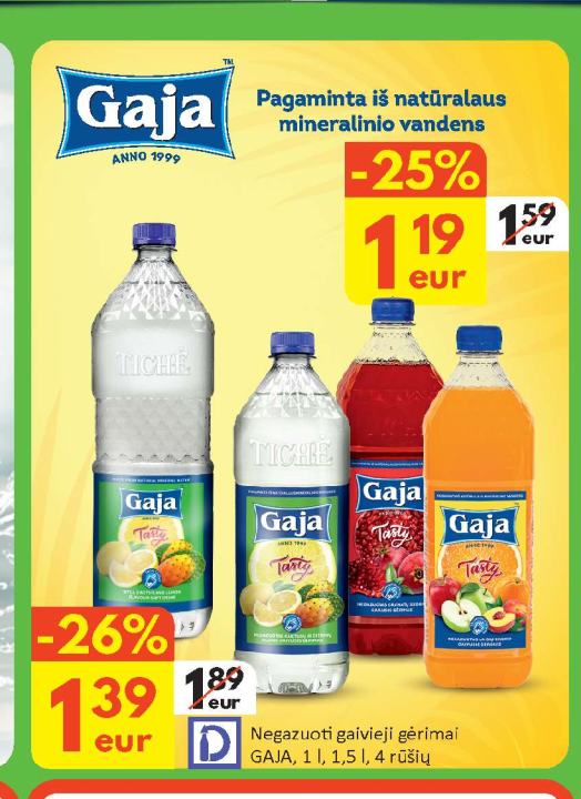 Negazuoti gaivieji gėrimai GAJA, 1 l
