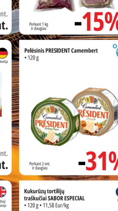 Pelėsinis PRESIDENT Camembert, 120 g