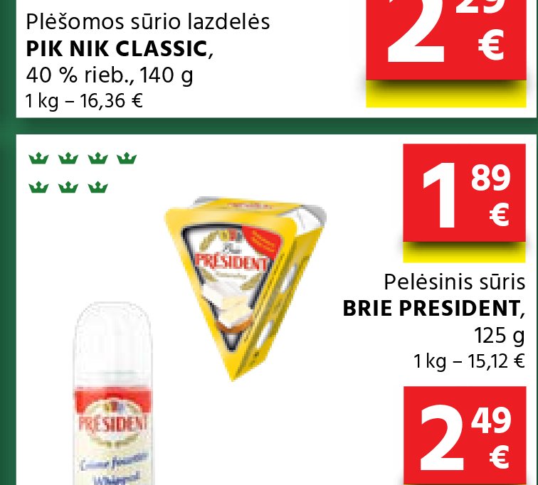 Pelėsinis sūris BRIE PRESIDENT, 125 g
