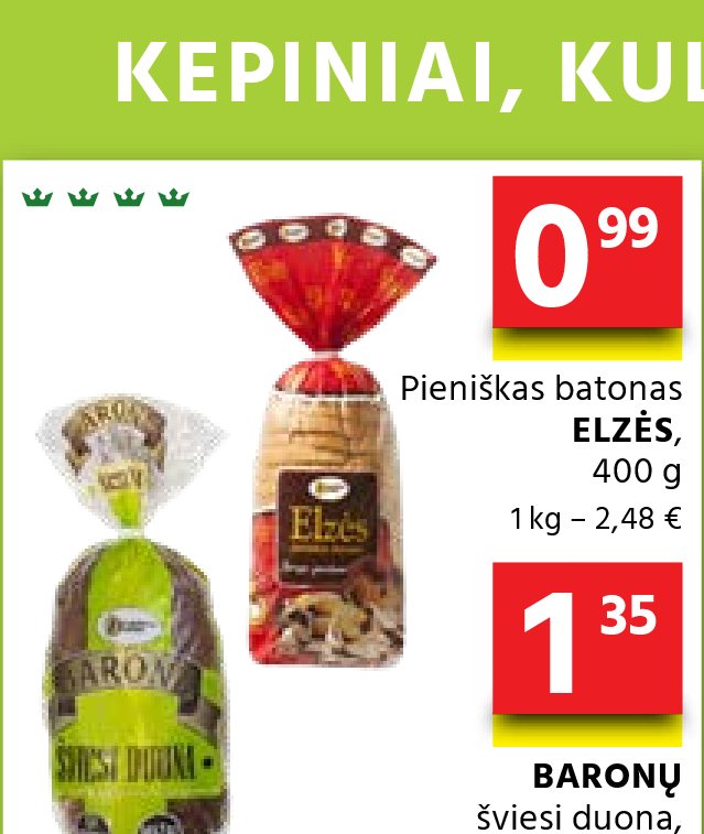 Pieniškas batonas ELZĖS, 400 g