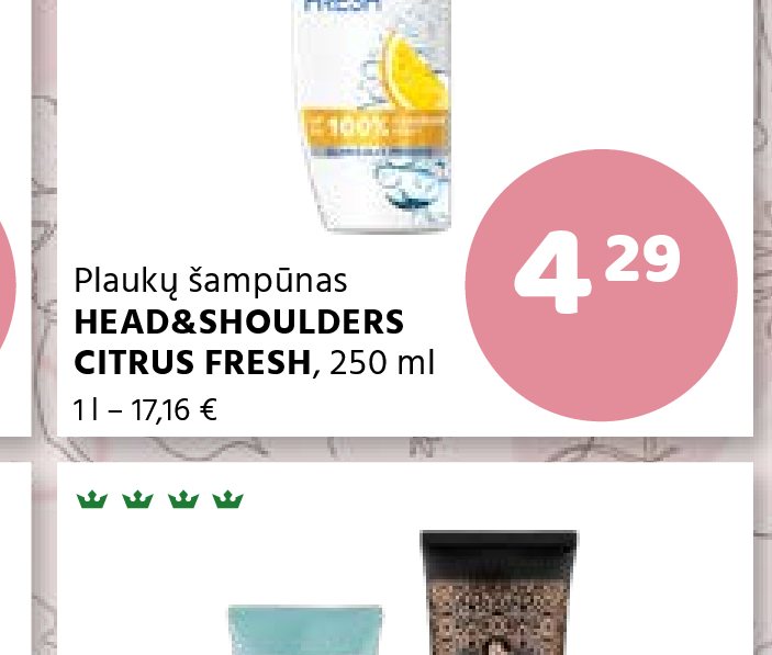Plaukų šampūnas HEAD&SHOULDERS CITRUS FRESH, 250 ml