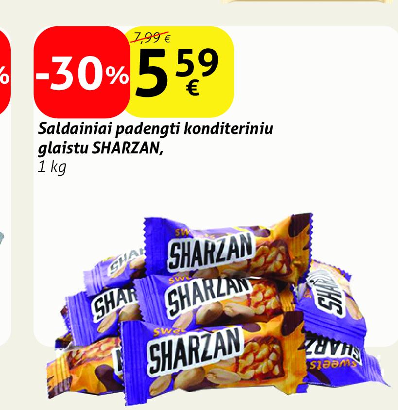 Saldainiai padengti konditeriniu glaistu SHARZAN, 1 kg