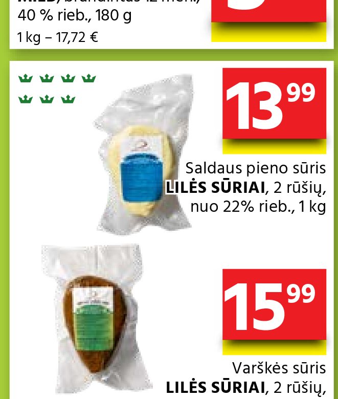 Saldaus pieno sūris LILĖS SŪRIAI, 1 kg